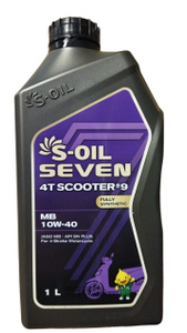 S-OIL Масло моторное синтетика SEVEN 4T SCOOTER #9 MB 10W-40 1л (1шт./12шт.) (E107998)