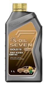 S-OIL Масло моторное синтетика SEVEN GOLD #9 A3/B4 10W-40 1л (1шт./12шт.) (E108216)