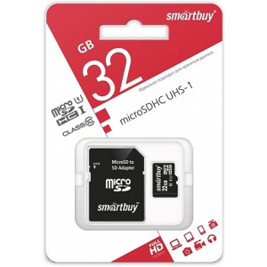 Micro SDHC карта памяти 32ГБ SmartBay Class 10 UHS-1 с адаптером (43075)