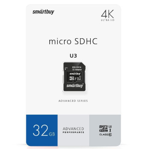 Micro SDHC карта памяти 32ГБ SmartBay U3 V30 A1 с адаптером (46603)