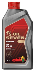 S-OIL Масло моторное 100% синтетика SEVEN RED #9 SN 5W-40 1л (1шт./12шт.) (E107618)