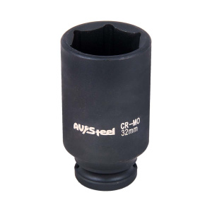 Головка ударная   1/2" шестигранная удлиненная 32мм "AV Steel" AV-720132