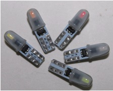 Автолампа светодиодная W1.2W T5-3014-2SMD nonpolar 12V Red V0303