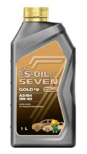 S-OIL Масло моторное синтетика SEVEN GOLD #9 A3/B4 5W-40 1л (1шт./12шт.) (E108221)