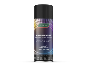 VESLEE Краска-спрей COLOR ART ЧЕРНЫЙ ГЛЯНЦЕВЫЙ RAL 9005 520мл.(200гр.) (1шт./12шт.) L9005