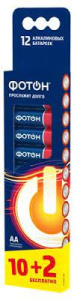 Элемент питания "Фотон", LR06, BP12, алкалиновый, АА, (720/60/12) (21225)