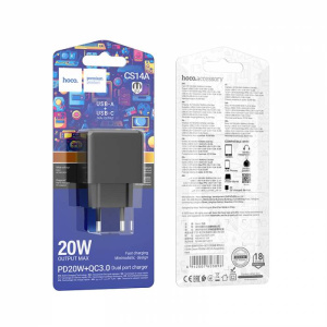 Сетевой адаптер питания HOCO CS14A PD20W+QC3.0 1USB + 1C 2.4A (03837)