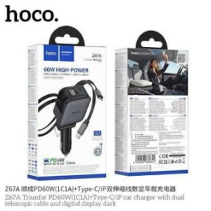 Разветвитель в прикуриватель 1USB и 1 Tupe-C HOCO Z67A Triunfar PD60W(1C1A)+Type-C/iP (00987)