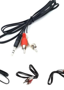 Кабель AUX соеденительный (тюлпан+AUX) AUX 3.5 Jack - 2xRCA стерео/аудио 3м (44594)