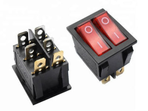 Переключатель двухпозиционный "вкл-выкл" с двумя клавишами, 6 контактов KN-002-2